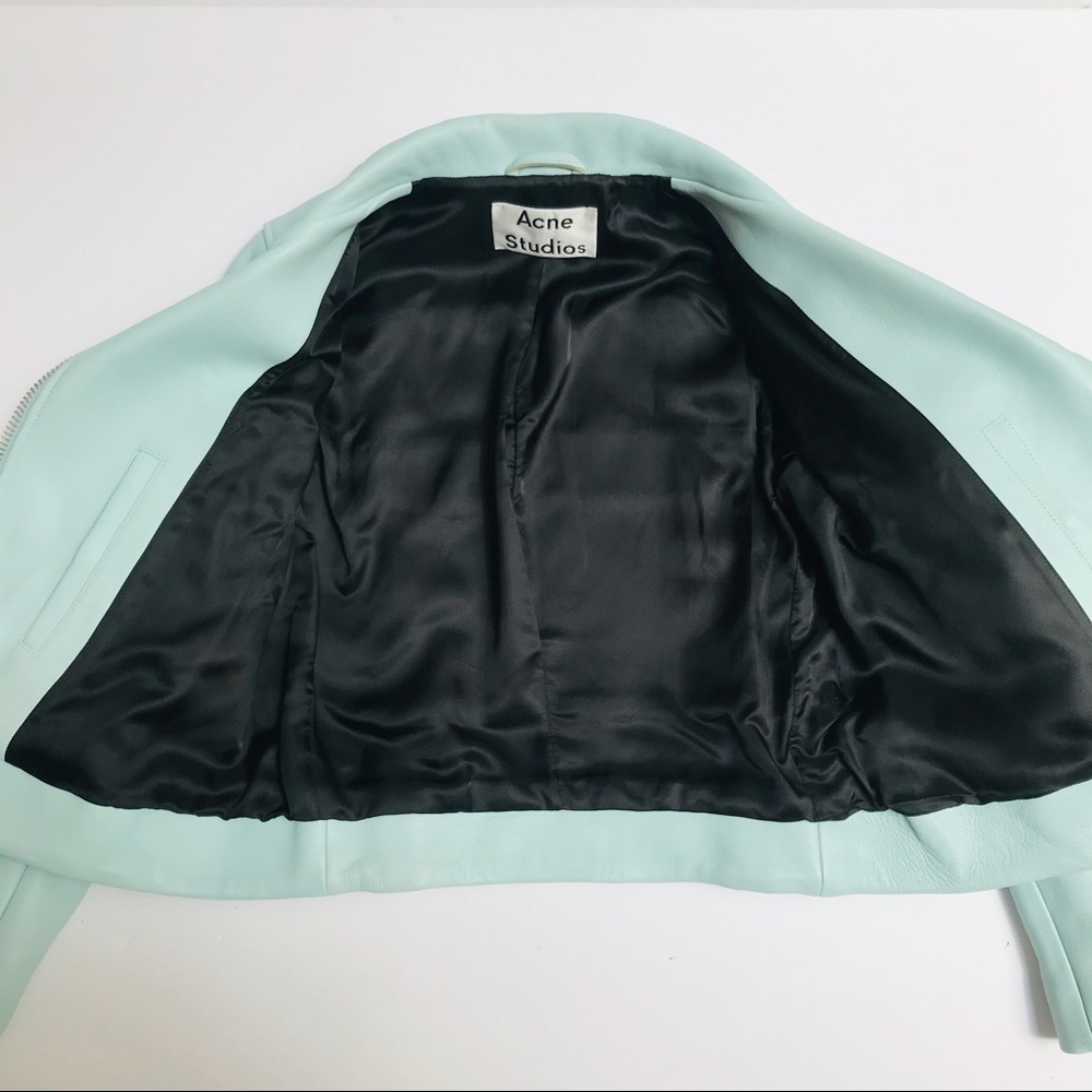 ACNE STUDIOS Mock Leather Jacket In Blue Size 2 - Picture 11 of 13